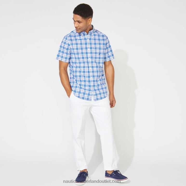 groot en lang klassiek geruit overhemd helder hemelsblauw Nautica 0828F716 Heren