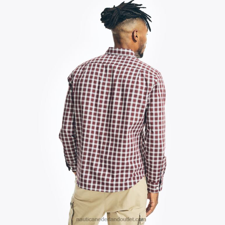 groot en lang kreukvrij geruit overhemd voor op het werk rio rood Nautica 0828F491 Heren