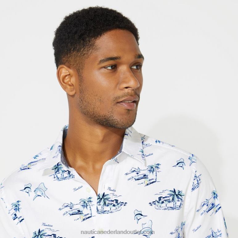 groot en lang oxford overhemd met klassieke pasvorm en lange mouwen Helder wit Nautica 0828F526 Heren