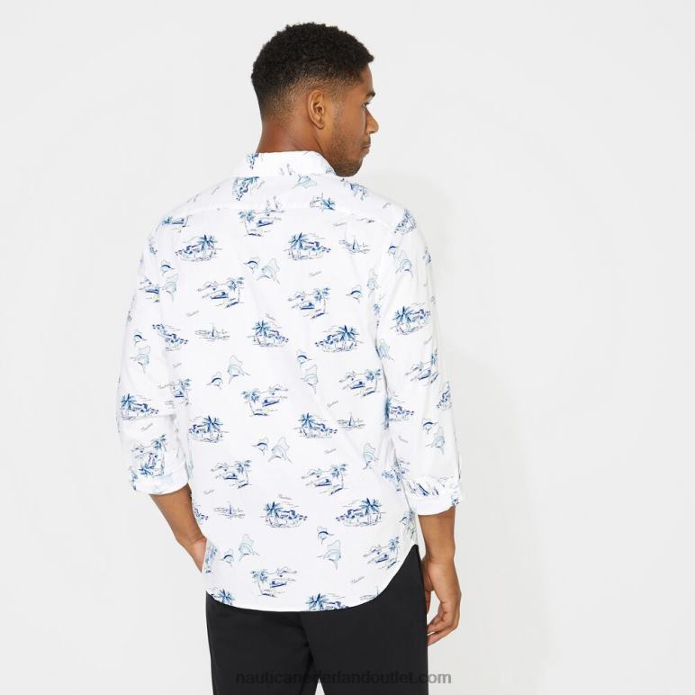 groot en lang oxford overhemd met klassieke pasvorm en lange mouwen Helder wit Nautica 0828F526 Heren