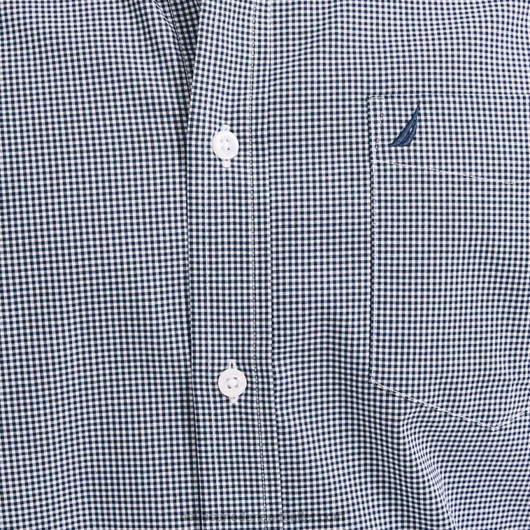 kreukvrij geruit werkshirt met korte mouwen j marine Nautica 0828F42 Heren