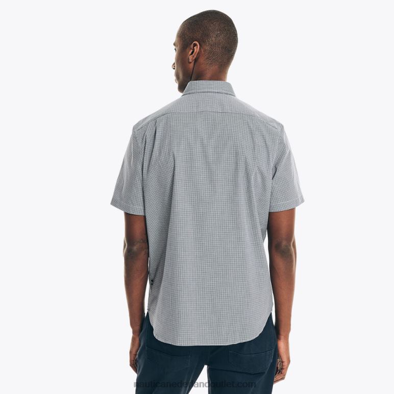 kreukvrij geruit werkshirt met korte mouwen j marine Nautica 0828F42 Heren