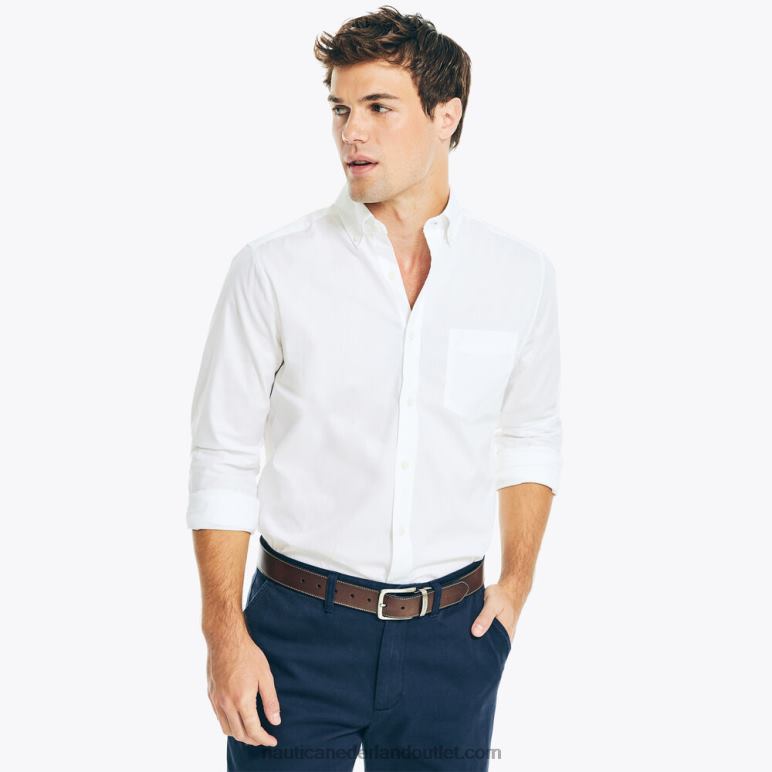 kreukvrij gestreept werkoverhemd Helder wit Nautica 0828F30 Heren