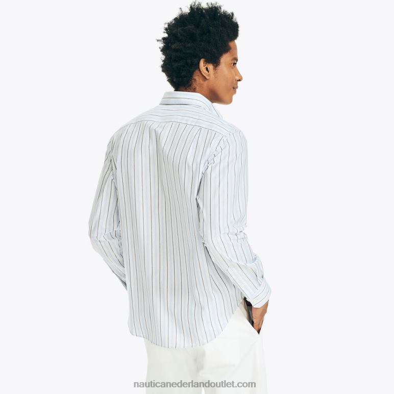 kreukvrij gestreept werkoverhemd licht tij water wassen Nautica 0828F402 Heren