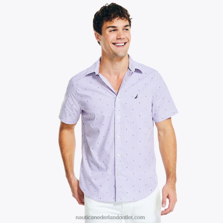 kreukvrij werkoverhemd met korte mouwen oceaan violet Nautica 0828F539 Heren