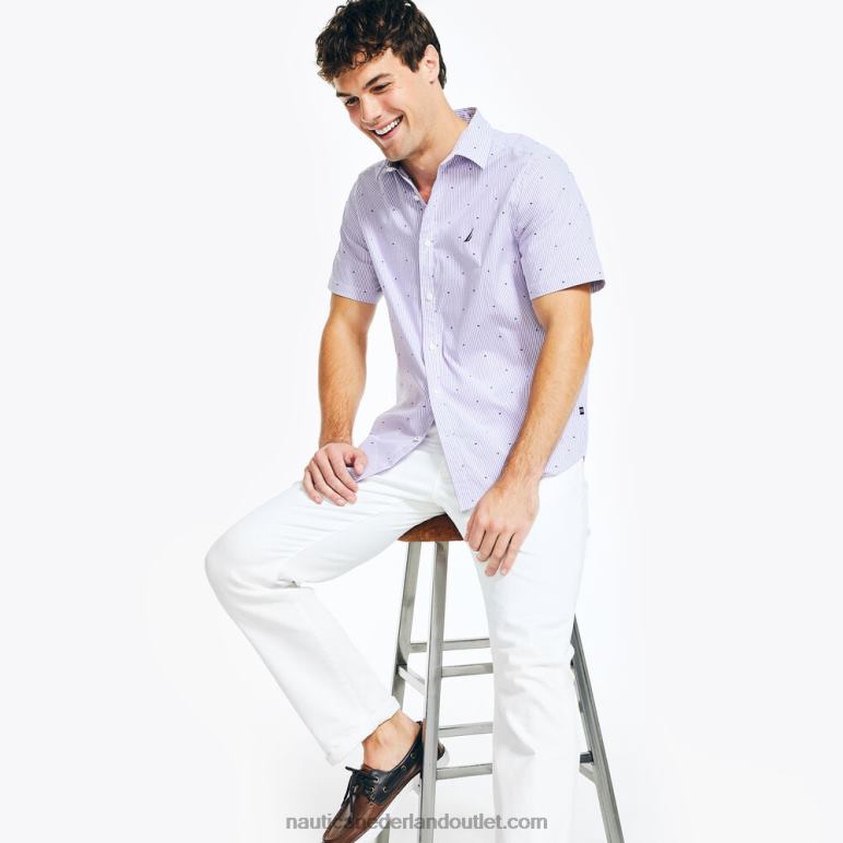 kreukvrij werkoverhemd met korte mouwen oceaan violet Nautica 0828F539 Heren