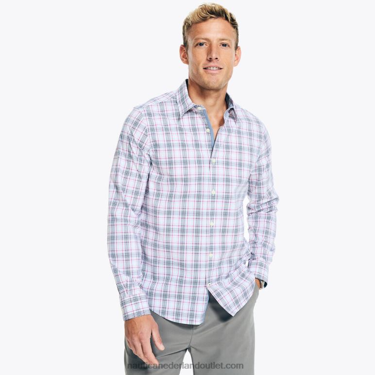 navtech getailleerd geruit hemd Helder wit Nautica 0828F212 Heren