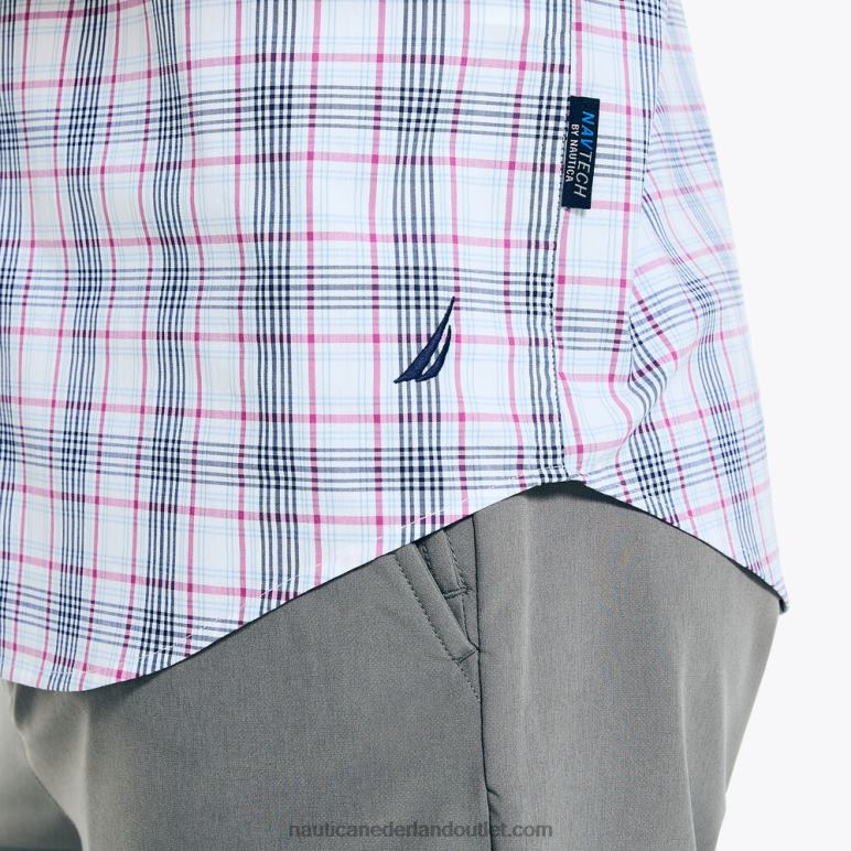 navtech getailleerd geruit hemd Helder wit Nautica 0828F212 Heren