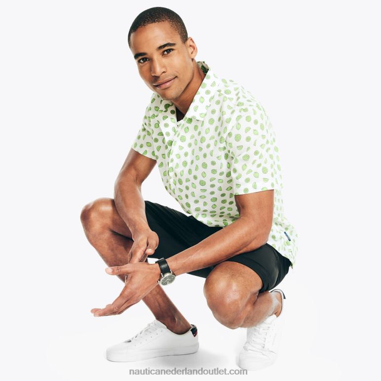 navtech klassiek fit bedrukt overhemd met korte mouwen Helder wit Nautica 0828F330 Heren