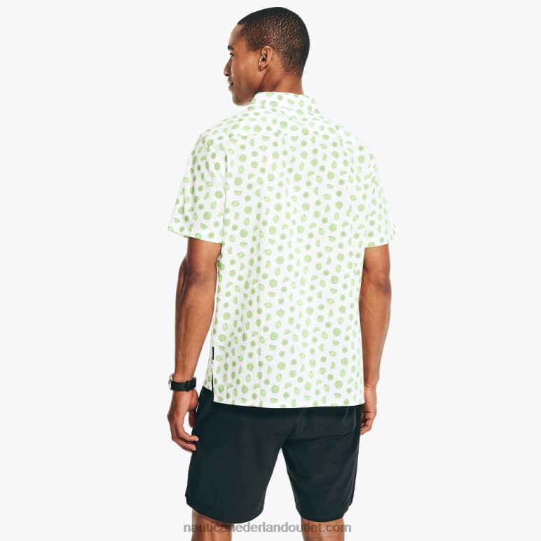 navtech klassiek fit bedrukt overhemd met korte mouwen Helder wit Nautica 0828F330 Heren