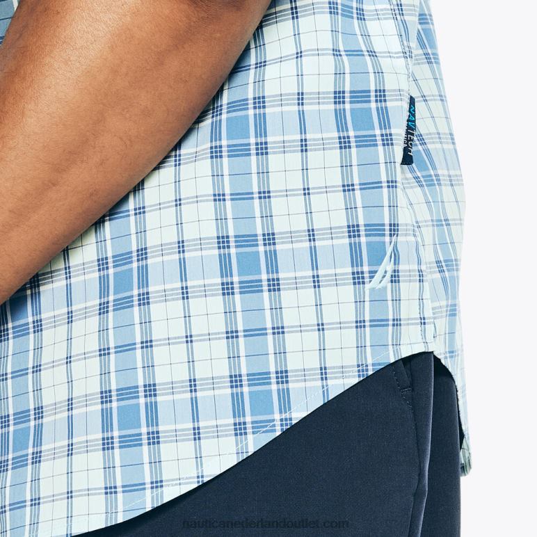 navtech trim fit geruit overhemd met korte mouwen oceaan diepte heide Nautica 0828F227 Heren