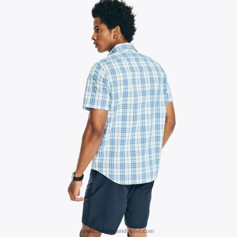 navtech trim fit geruit overhemd met korte mouwen oceaan diepte heide Nautica 0828F227 Heren