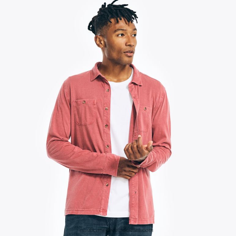 overhemd van gebreid katoen met klassieke pasvorm nazomer Nautica 0828F377 Heren