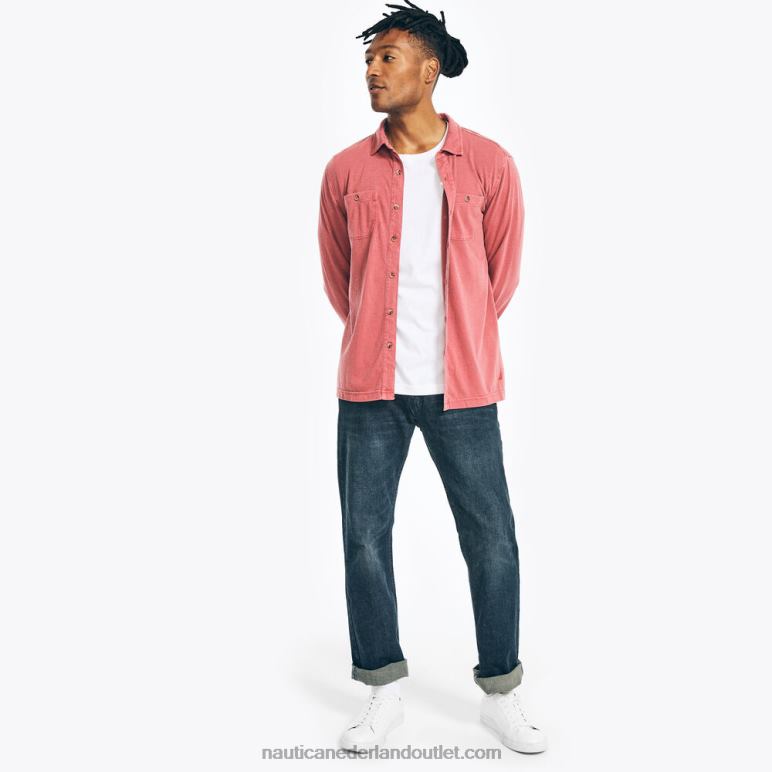 overhemd van gebreid katoen met klassieke pasvorm nazomer Nautica 0828F377 Heren