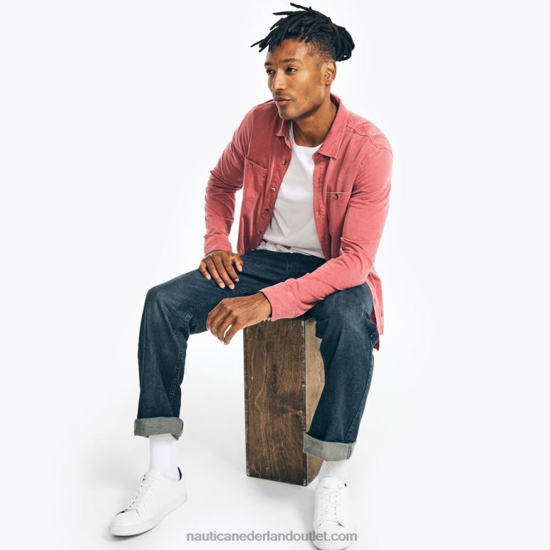 overhemd van gebreid katoen met klassieke pasvorm nazomer Nautica 0828F377 Heren