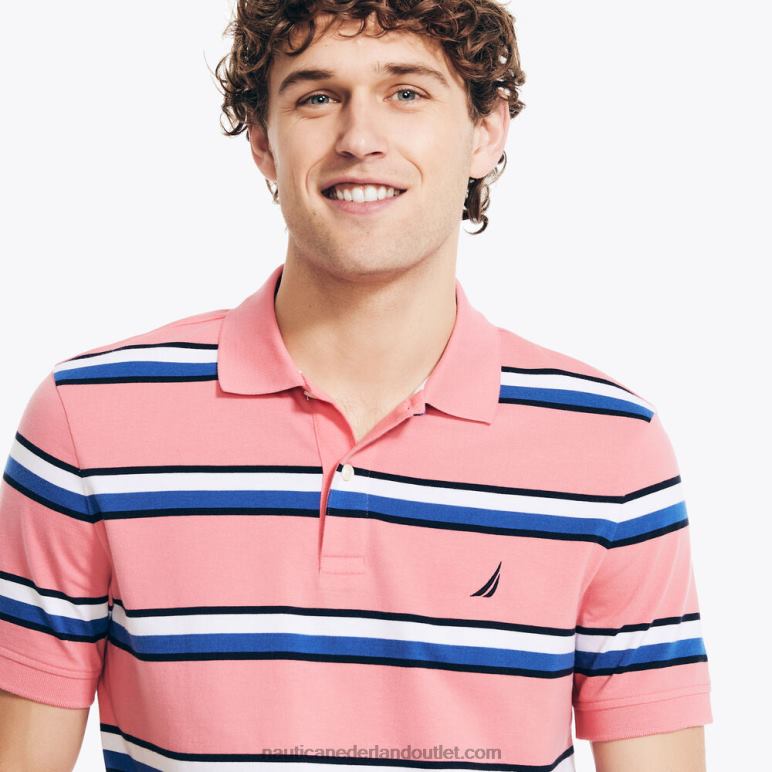 Gestreepte polo met klassieke pasvorm theebes Nautica 0828F51 Heren