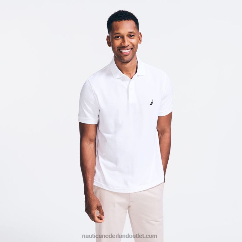 deckpolo met klassieke pasvorm Helder wit Nautica 0828F6 Heren