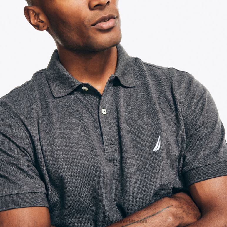 deckpolo met klassieke pasvorm houtskool heide Nautica 0828F15 Heren