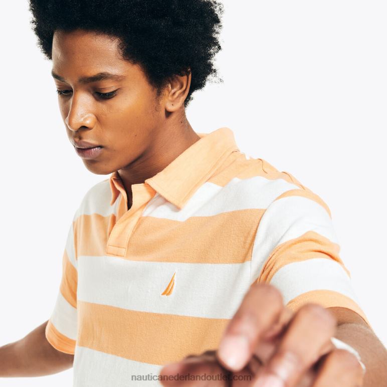 duurzaam vervaardigde gestreepte polo met klassieke pasvorm orchidee roze Nautica 0828F542 Heren