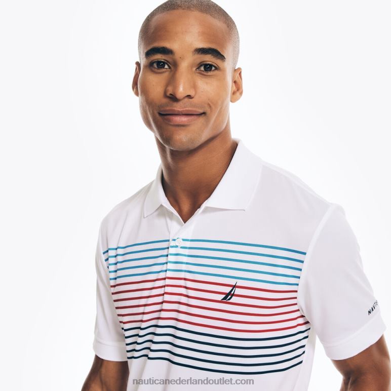 duurzaam vervaardigde navtech gestreepte classic fit polo Helder wit Nautica 0828F504 Heren