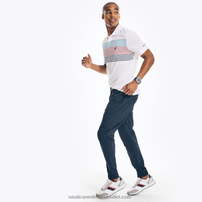 duurzaam vervaardigde navtech gestreepte classic fit polo Helder wit Nautica 0828F504 Heren