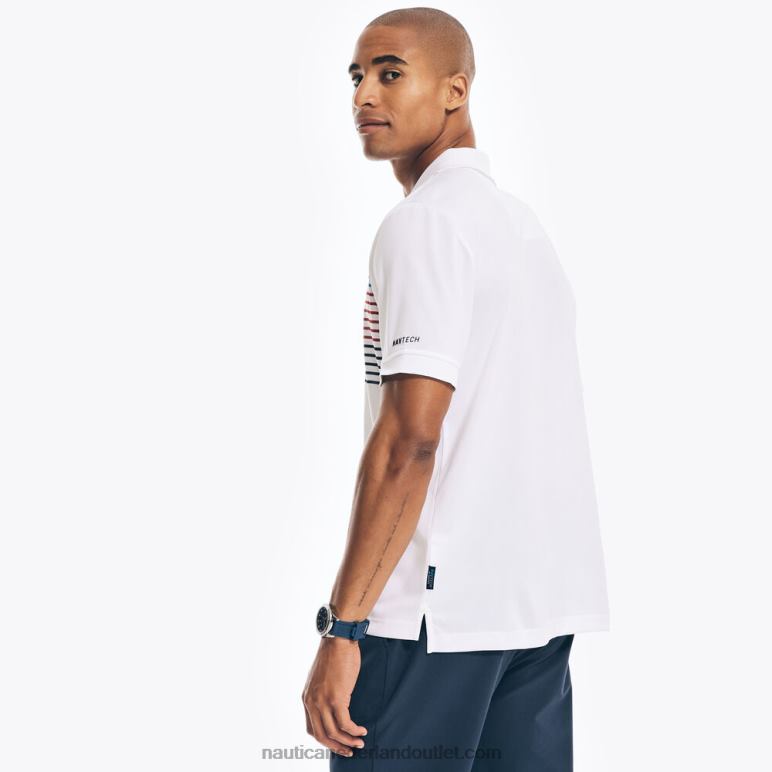 duurzaam vervaardigde navtech gestreepte classic fit polo Helder wit Nautica 0828F504 Heren