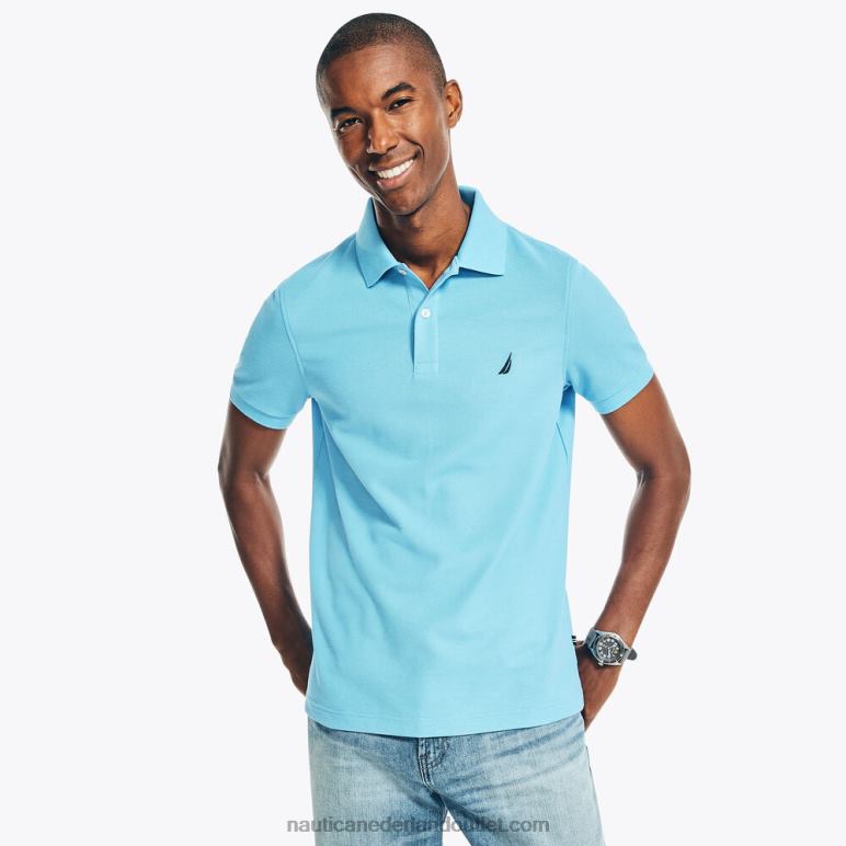 duurzaam vervaardigde slim fit deck polo azuur blauw Nautica 0828F214 Heren