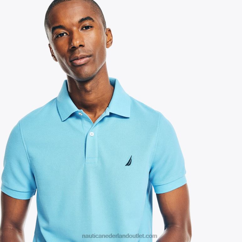 duurzaam vervaardigde slim fit deck polo azuur blauw Nautica 0828F214 Heren