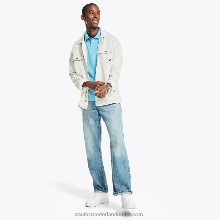 duurzaam vervaardigde slim fit deck polo azuur blauw Nautica 0828F214 Heren