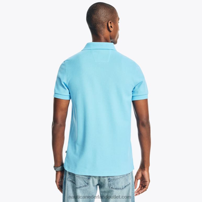 duurzaam vervaardigde slim fit deck polo azuur blauw Nautica 0828F214 Heren