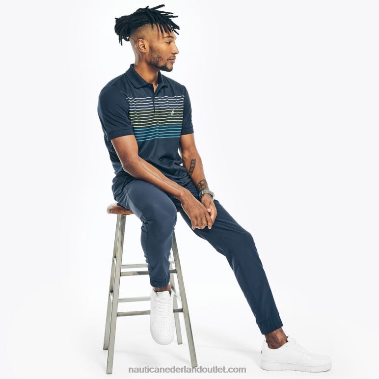 grote en lange gestreepte polo van navtech met klassieke pasvorm marine Nautica 0828F414 Heren