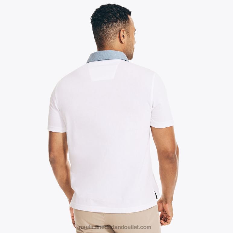 grote en lange polo met klassieke pasvorm en ankerprint Helder wit Nautica 0828F580 Heren