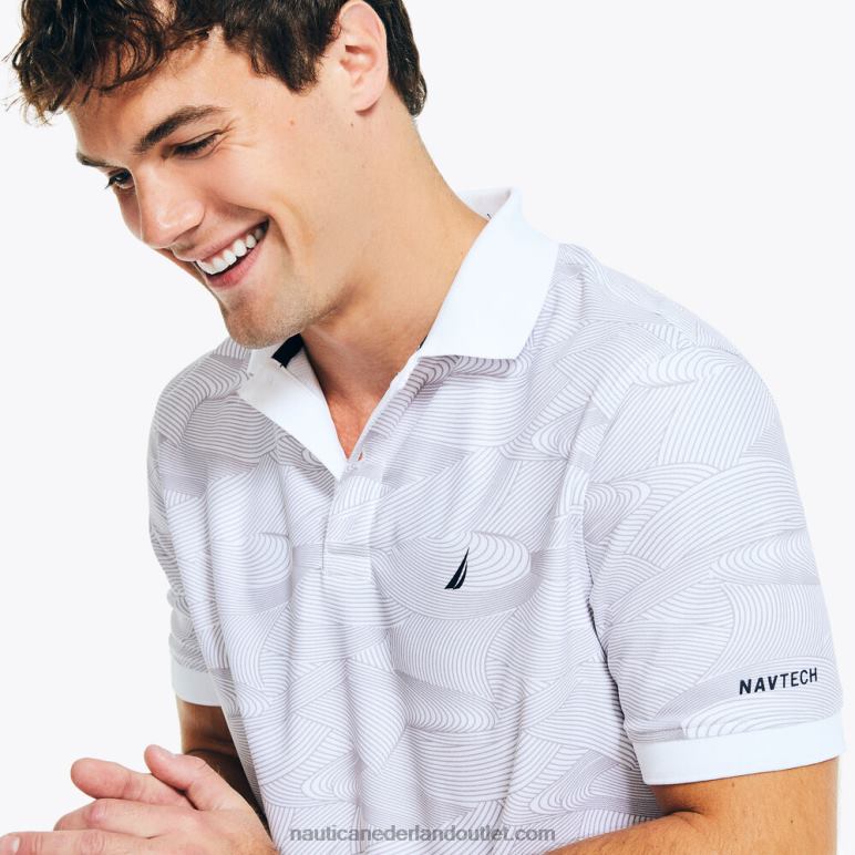 navtech duurzaam vervaardigd poloshirt met klassieke pasvorm en print Helder wit Nautica 0828F439 Heren