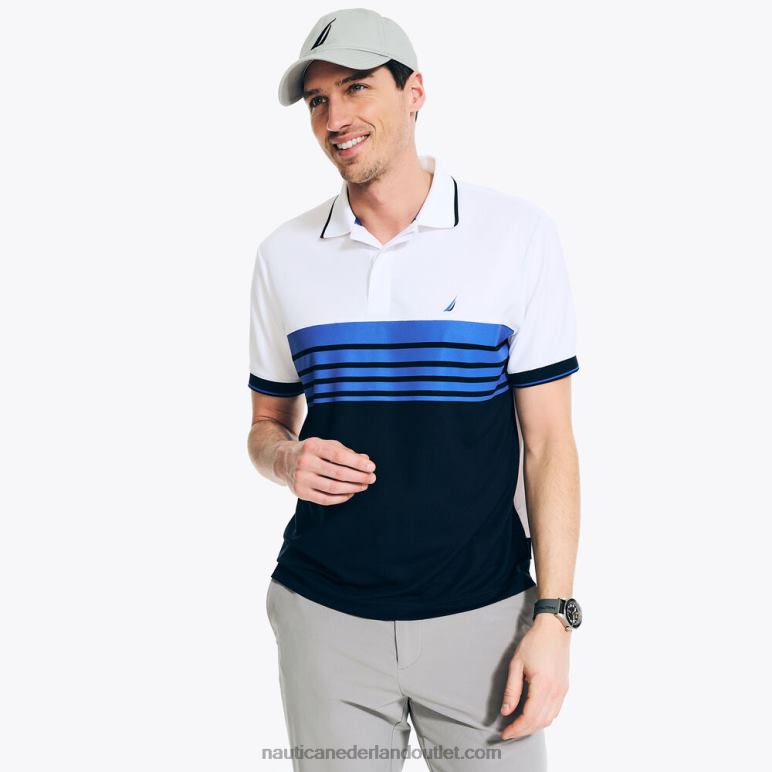 navtech duurzaam vervaardigde polo met klassieke pasvorm op de borst Helder wit Nautica 0828F91 Heren