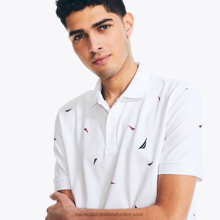 polo met klassieke pasvorm en print Helder wit Nautica 0828F72 Heren