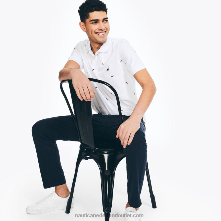 polo met klassieke pasvorm en print Helder wit Nautica 0828F72 Heren