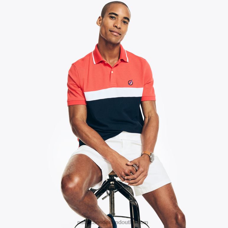 polo met klassieke pasvorm op de borst donkere koraalkaap Nautica 0828F86 Heren