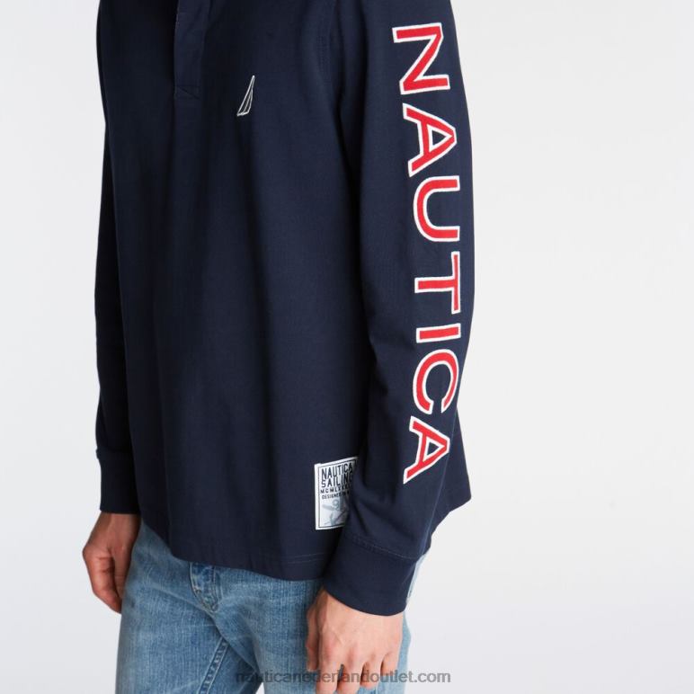 rugby poloshirt met groot en lang logo marine Nautica 0828F696 Heren