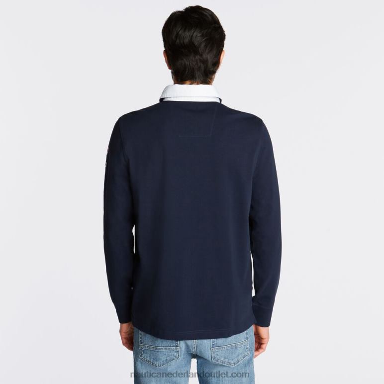 rugby poloshirt met groot en lang logo marine Nautica 0828F696 Heren