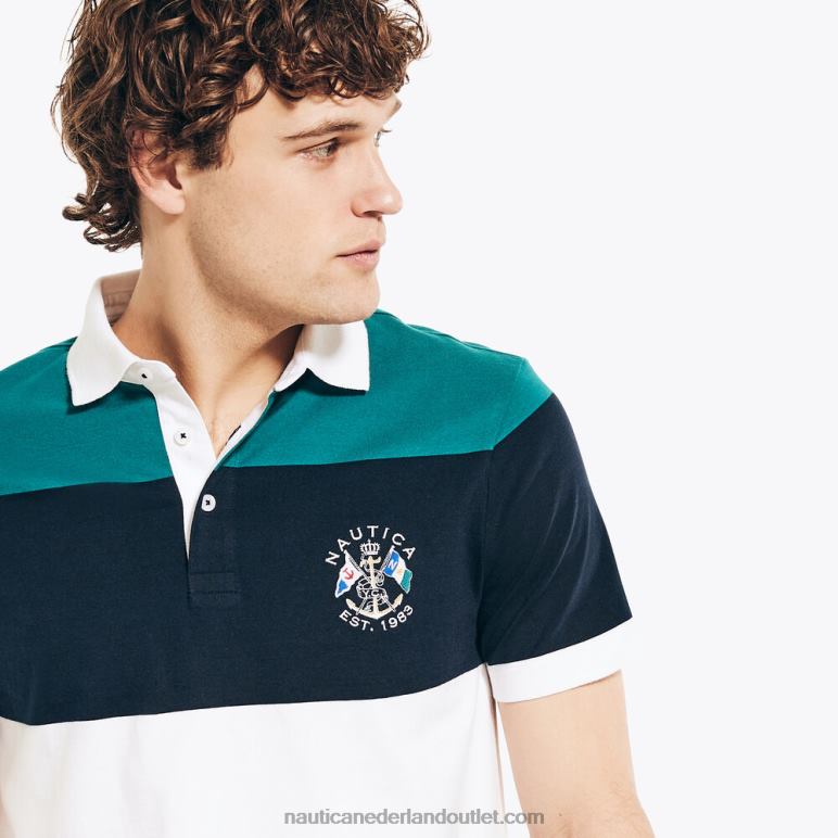 rugby poloshirt met klassieke pasvorm Helder wit Nautica 0828F415 Heren