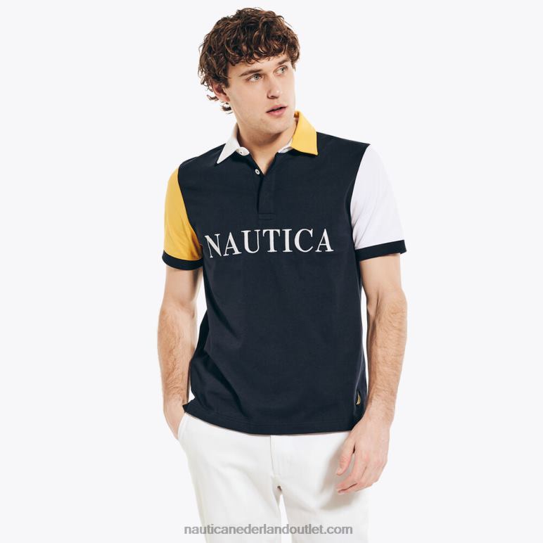 rugby poloshirt met klassieke pasvorm marine Nautica 0828F375 Heren