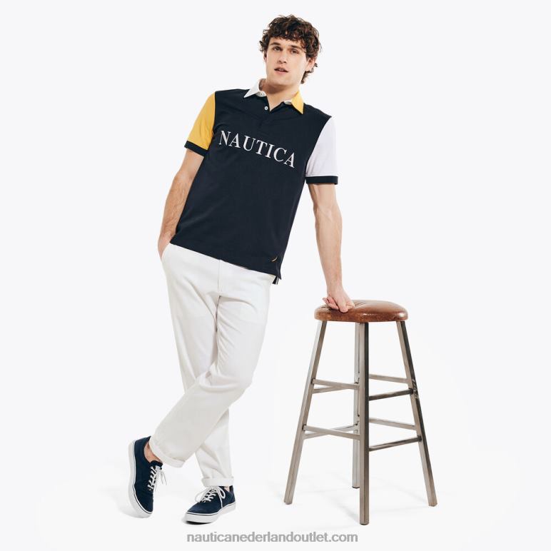 rugby poloshirt met klassieke pasvorm marine Nautica 0828F375 Heren