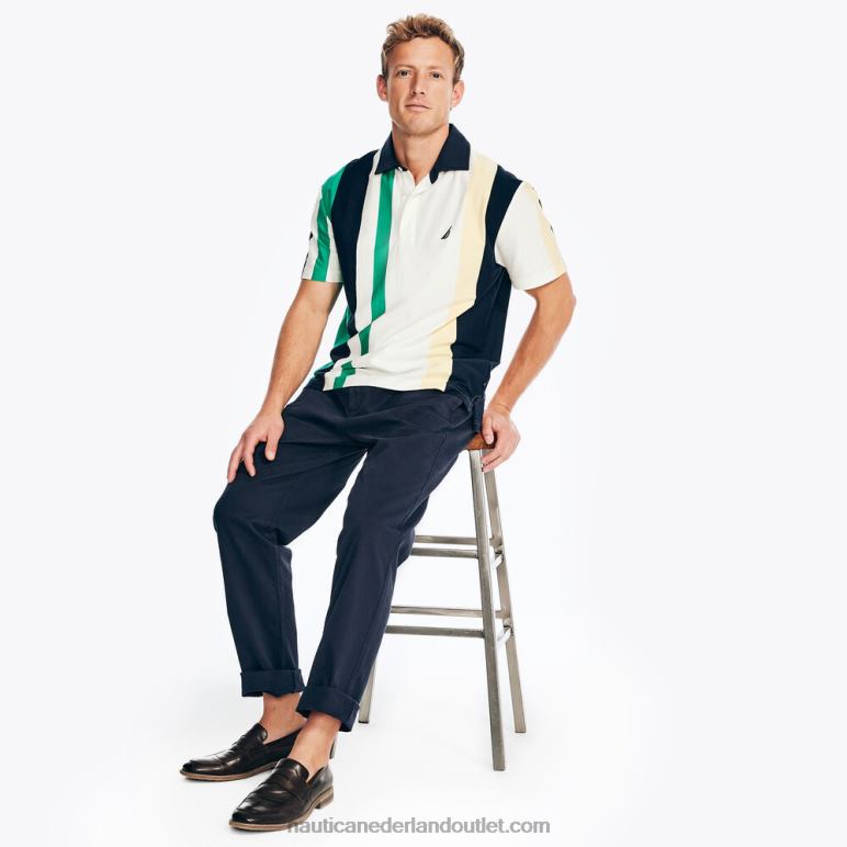 rugby poloshirt met klassieke pasvorm zeil wit Nautica 0828F364 Heren