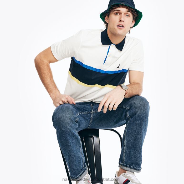 rugbypolo met klassieke pasvorm op de borst zeil wit Nautica 0828F181 Heren