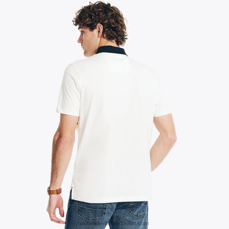 rugbypolo met klassieke pasvorm op de borst zeil wit Nautica 0828F181 Heren