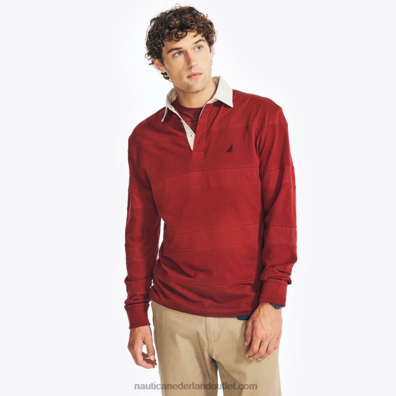 rugbypoloshirt met lange mouwen meloenbes Nautica 0828F638 Heren