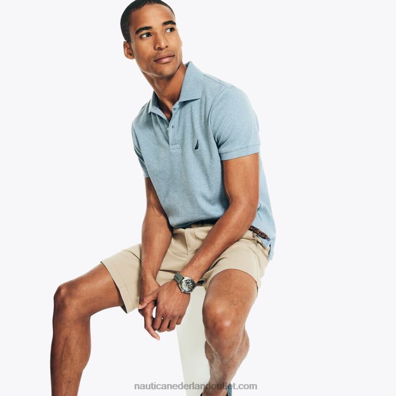 slimfit interlockpolo anker blauwe heide Nautica 0828F46 Heren