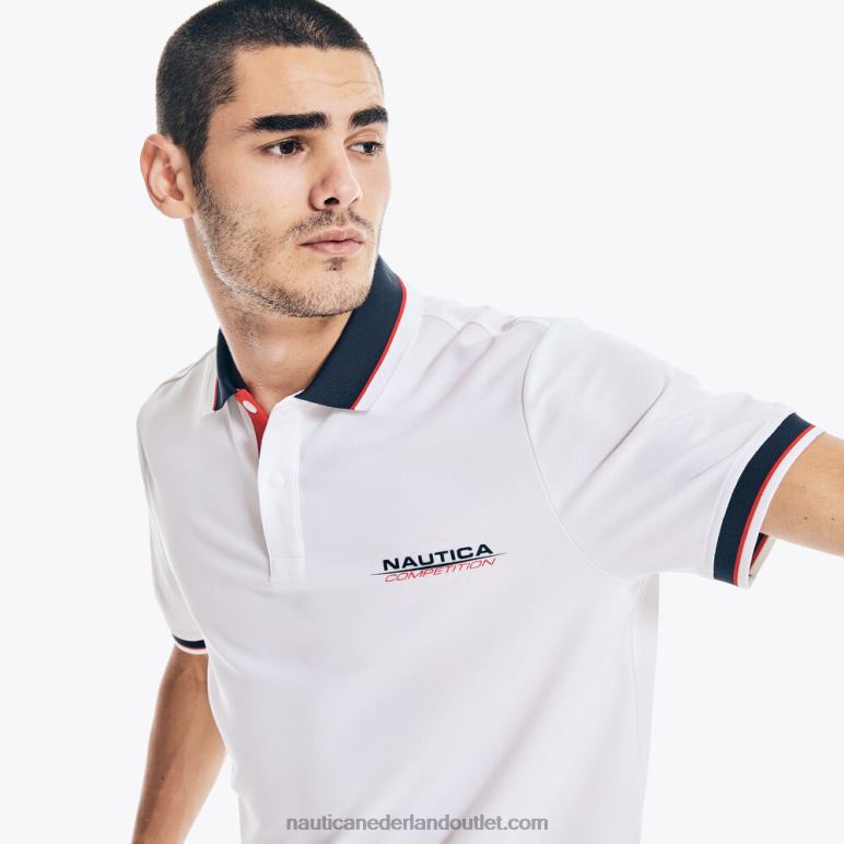wedstrijd duurzaam vervaardigde polo met klassieke pasvorm Helder wit Nautica 0828F674 Heren