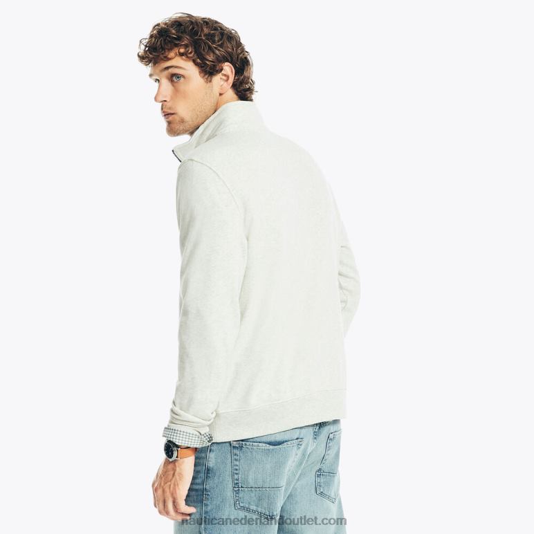 Sweatshirt van fleece met kwartrits havermout heide Nautica 0828F449 Heren