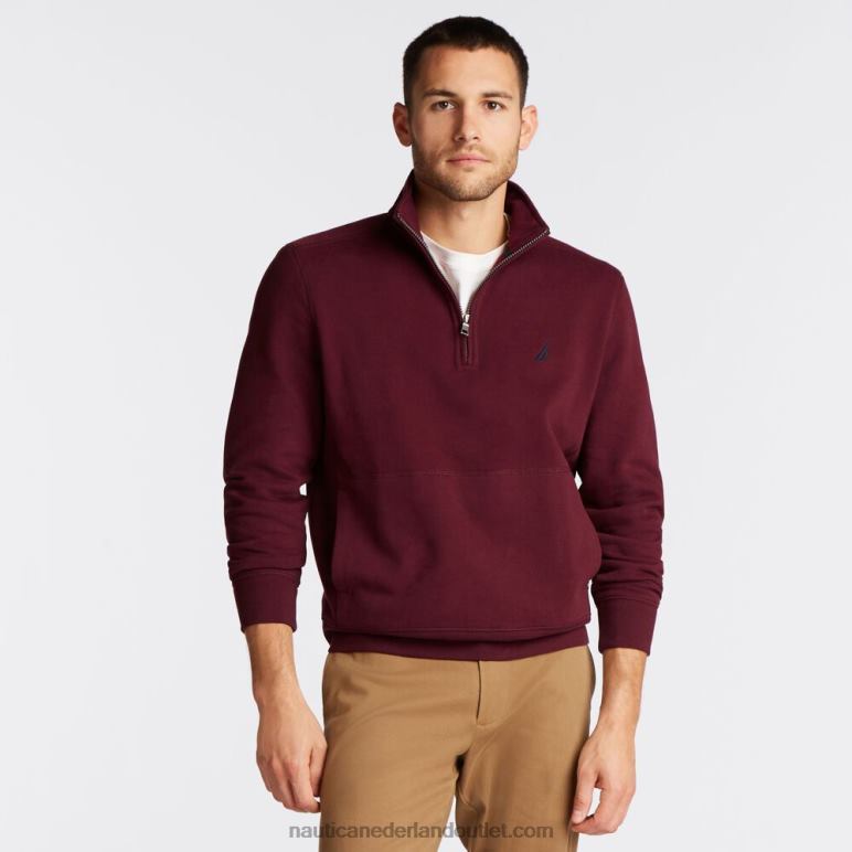 big & tall fleece pullover met kwartrits koninklijke bordeaux Nautica 0828F530 Heren